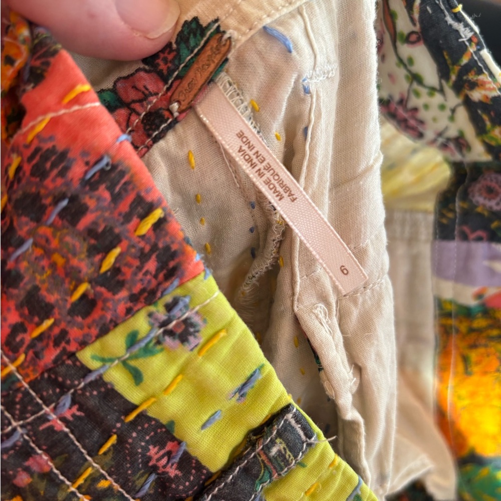Free People patchwork cotton pants size 6 - Picture 11 of 14